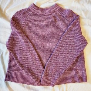 Old Navy Red Marled Knit Mock Neck Purple Ribbed Cozy Fall Pullover Sweater L